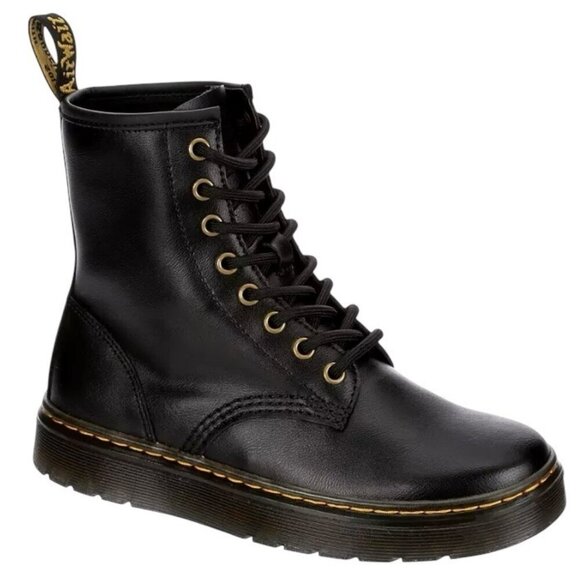 Dr. Martens Zavala Size 7 Women /6 Men Smooth Boot Black Leather Combat Moto Bik - Picture 1 of 5